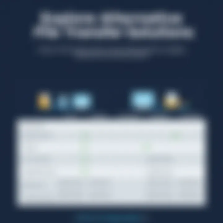 Comparative analysis chart highlighting features of different file transfer solutions