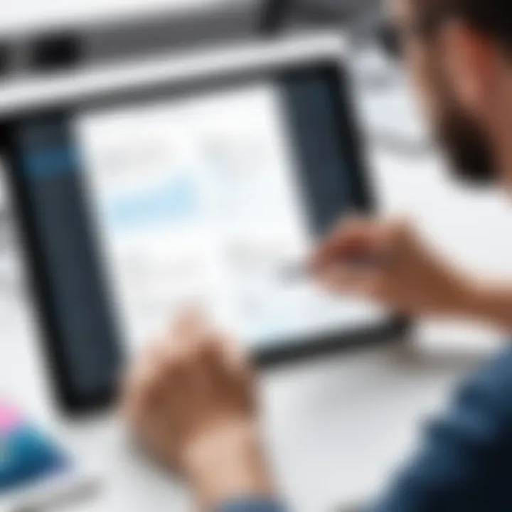 User interacting with wireframing software on iPad