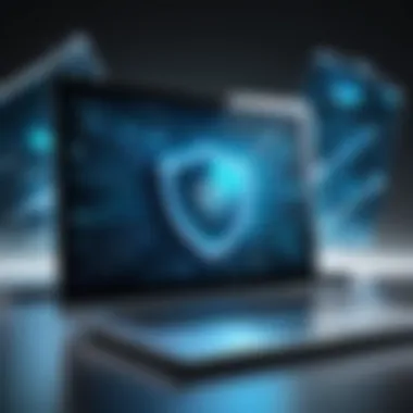 Rising Digital Threats Against Laptops A graphical representation of increasing digital threats with a laptop shield.