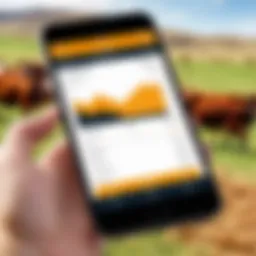 Cattle management app interface displaying herd data