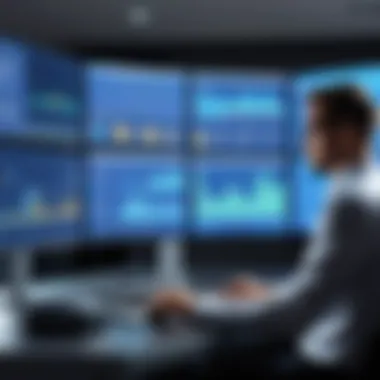 Fleet manager analyzing data on a computer.