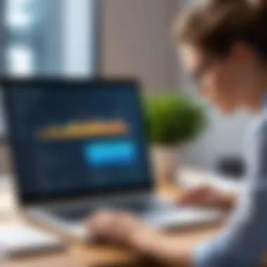 User Experience with Print Aura Customer reviewing Print Aura service on a laptop