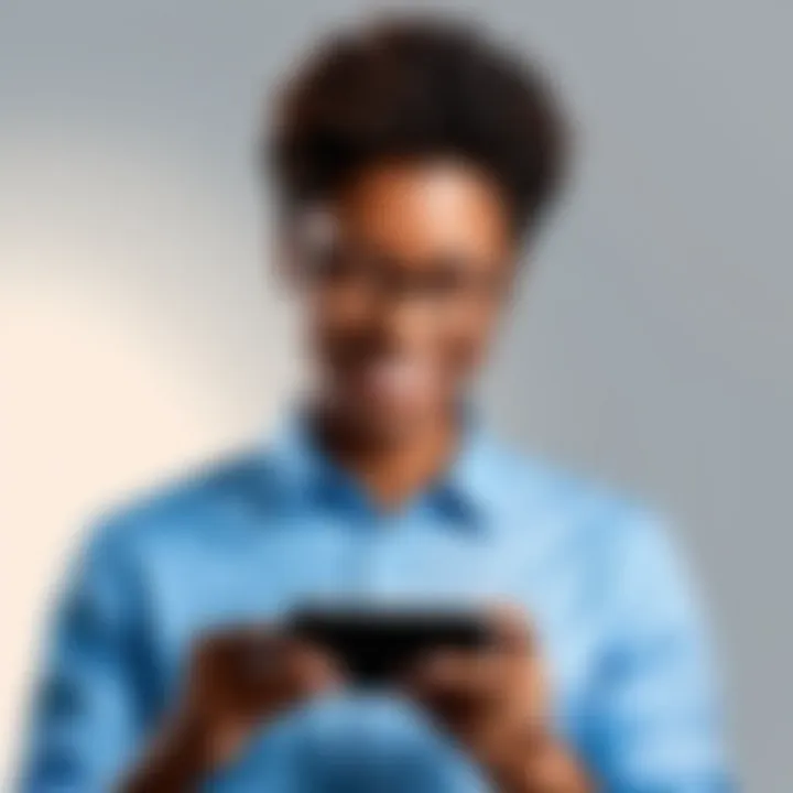 A satisfied employee receiving payroll updates on their mobile device