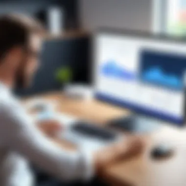 Client Data Analysis Real estate agent analyzing client data with CRM software