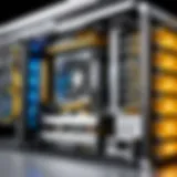 High-performance crypto mining rig setup showcasing advanced hardware.