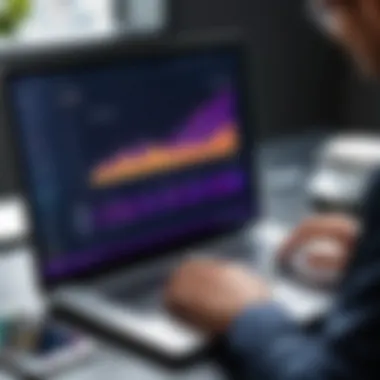 Data Analysis on a Laptop An individual analyzing financial data on a laptop