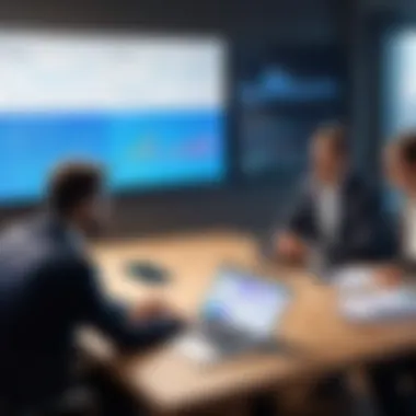 A professional discussing financial insights in a meeting setting