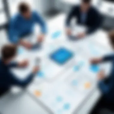 Collaboration in Action A collaborative team working on flowchart software together