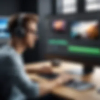 Screen showcasing video editing capabilities and features