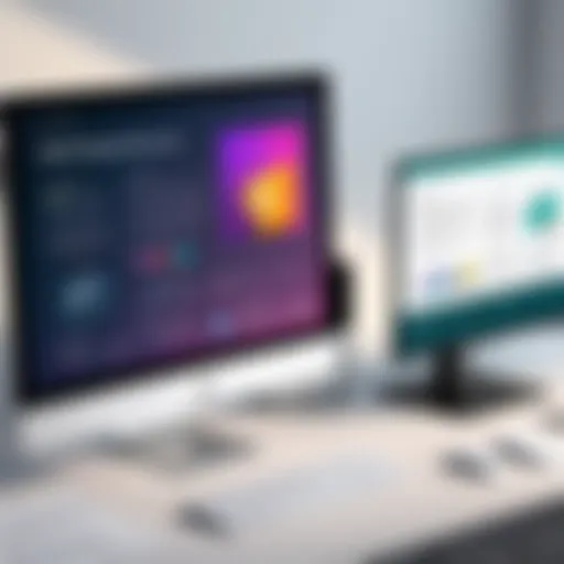 A modern desktop showcasing MS Publisher interface