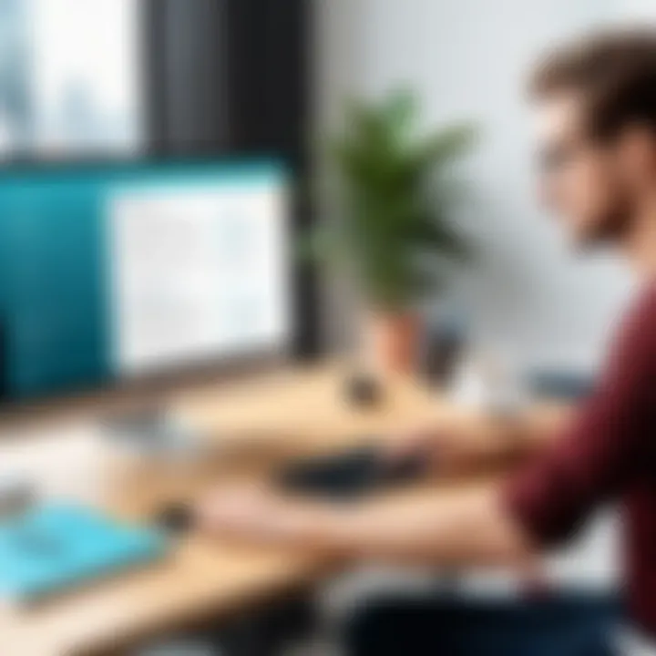 User engaging with a free desktop publishing tool