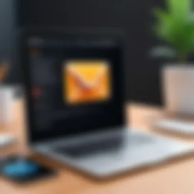 User customizing an email template on a laptop