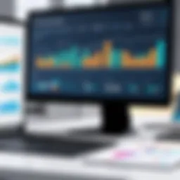 Modern accounting software interface with graphs and charts
