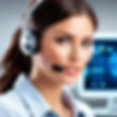 Call Center Agent with Dialing Technology A call center agent engaging with advanced dialing technology