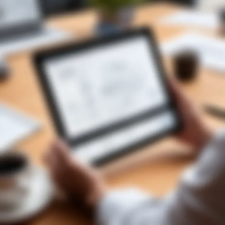 A designer brainstorming and sketching wireframe ideas on a digital tablet