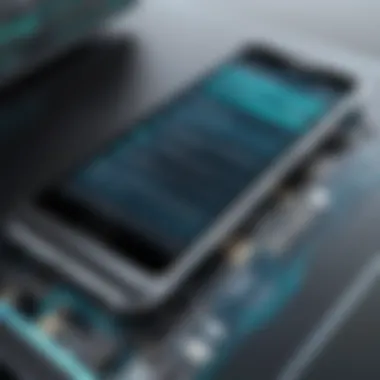 Mobile Device Under Forensic Analysis Representation of a mobile device undergoing forensic analysis