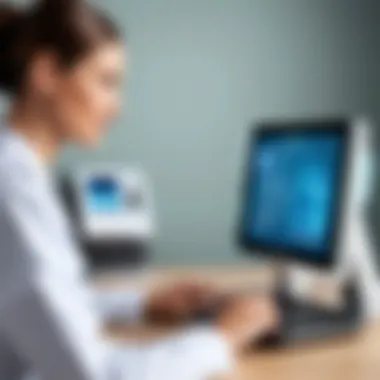 Streamlining Patient Experience with Technology Patient interacting with a digital check-in system