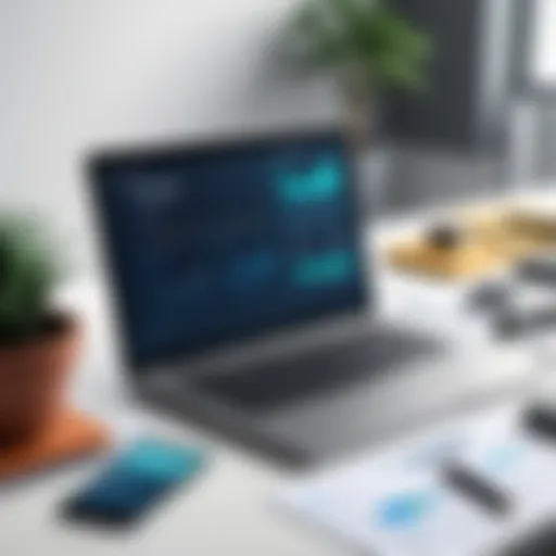 Illustration of payroll management tools in a digital workspace