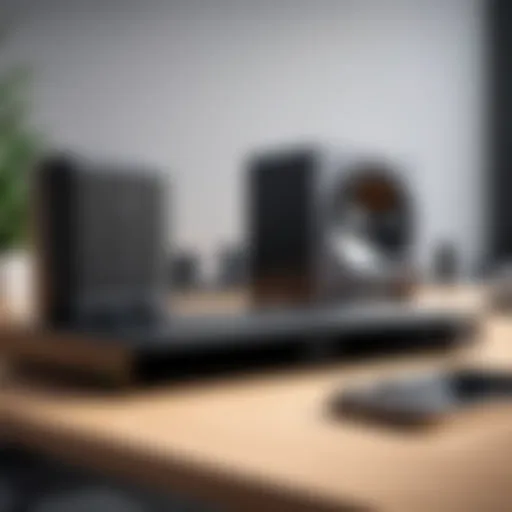 A high-tech audio conferencing setup showcasing modern equipment.
