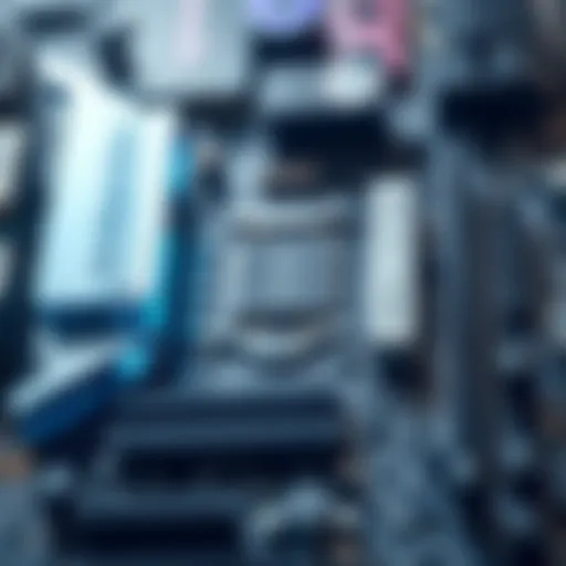 Detailed view of a motherboard showcasing its components