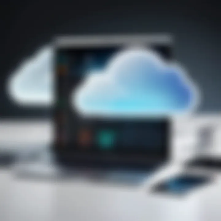 A conceptual diagram depicting the implications of upgrading and downgrading iCloud storage