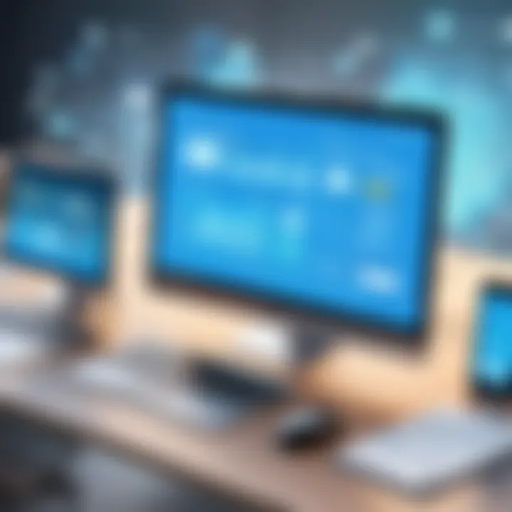 Futuristic representation of financial tools integration with online systems.