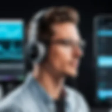 Podcaster adjusting audio settings for optimal sound quality